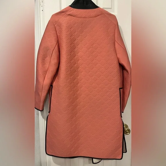 3.1 Phillip Lim Coral and Black Neoprene & Leather Coat - Picture 11 of 13